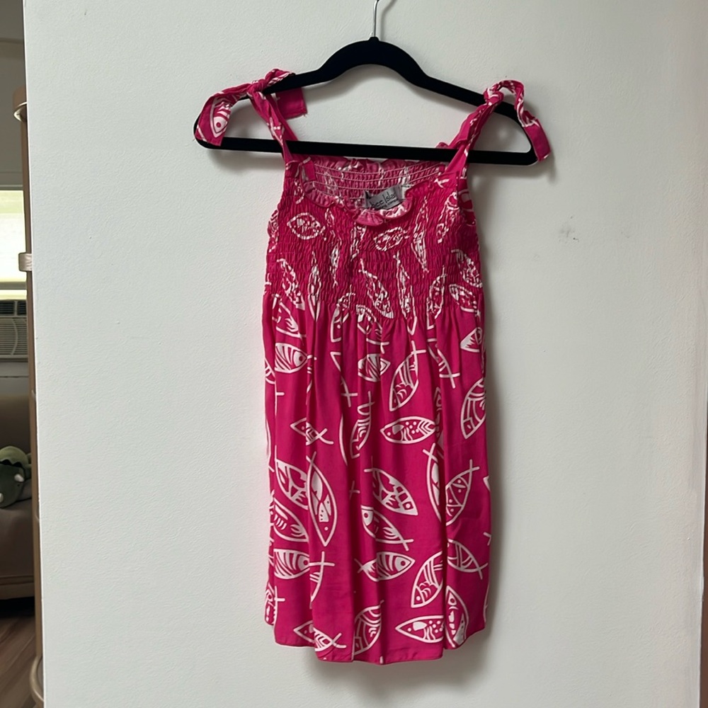 Tybee Island Girls Fuchsia/White AUDREY Fish Boho Sundress,One Size,2T-4T,NWT
